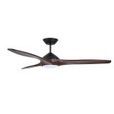 Emerson CF315CO60ORB Kathy Ireland Home Lindbergh Eco 60 Inch Ceiling Fan LED Lighting Fixture with 6-Speed Wall Control and 3 Sculpted Wood Blades, Oil Rubbed Bronze