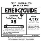 Emerson CF315CO60ORB Kathy Ireland Home Lindbergh Eco 60 Inch Ceiling Fan LED Lighting Fixture with 6-Speed Wall Control and 3 Sculpted Wood Blades, Oil Rubbed Bronze