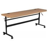 MooreCo Essentials Flipper Training Table 72x24 Teak Top Black Base