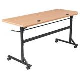 MooreCo Essentials Flipper Training Table 72x24 Teak Top Black Base