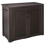 Rubbermaid Decorative Patio Chic Weather Resistant Outdoor Storage Cabinet, Black Oak