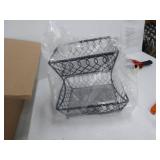 Gourmet Basics by Mikasa Loop and Lattice 2-Tier Metal Rectangular Fruit Storage Basket, 14-Inch, Antique Black