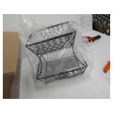 Gourmet Basics by Mikasa Loop and Lattice 2-Tier Metal Rectangular Fruit Storage Basket, 14-Inch, Antique Black