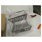 Gourmet Basics by Mikasa Loop and Lattice 2-Tier Metal Rectangular Fruit Storage Basket, 14-Inch, Antique Black