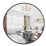 Leafmirror Round Wall Mirror Circle Metal Frame Large Vanity Hanging Decorative Mirrors for Entryway Living Room Bedroom Bathroom Home Modern (Black, 28in)