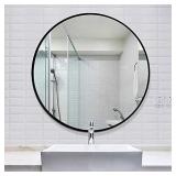 Leafmirror Round Wall Mirror Circle Metal Frame Large Vanity Hanging Decorative Mirrors for Entryway Living Room Bedroom Bathroom Home Modern (Black, 28in)