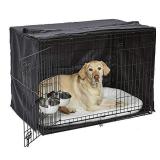 iCrate Dog Crate Starter Kit 42-Inch Dog Crate Kit Ideal for Large Dog Breeds (weighing 71 - 90 Pounds) Includes Dog Crate, Pet Bed, 2 Dog Bowls & Dog Crate Cover