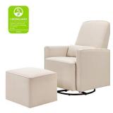 DaVinci Olive Upholstered Swivel Glider with Bonus Ottoman in Cream, Greenguard Gold & CertiPUR-US Certified