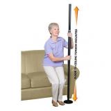 Stander Straight Security Pole, Elderly Tension Mounted Floor to Ceiling Transfer Pole, Bathroom Safety Aid & Standing Support with Padded Handle, Metallic Black