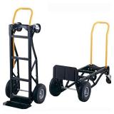 Harper Trucks 700 lb Capacity Glass Filled Nylon Convertible Hand Truck and Dolly with 10" Pneumatic Wheels , Black with yellow handle - PGDYK1635PKD
