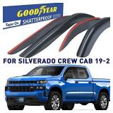 Goodyear Shatterproof Window Deflectors for Trucks Chevrolet (Chevy) Silverado/GMC Sierra 1500 2019-2021 Crew Cab, Tape-on Rain Guards, Vent Deflector, Vent Visor, Truck Accessories, 4pcs- GY003181LP