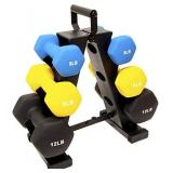 BalanceFrom Colored Neoprene Coated Dumbbell Set with Stand, multi