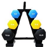 BalanceFrom Colored Neoprene Coated Dumbbell Set with Stand, multi