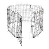 Amazon Basics Foldable Metal Pet Dog Exercise Fence Pen With Door Gate - 60 x 60 x 36 Inches, Black