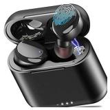 TOZO T6 True Wireless Earbuds Bluetooth Headphones Touch Control with Wireless Charging Case IPX8 Waterproof TWS Stereo Earphones in-Ear Built-in Mic Headset Premium Deep Bass for Sport Black