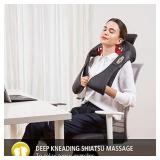 Comfier Shiatsu Neck and Shoulder Massager- Deep Kneading Massage Pillow with Heat