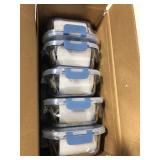 10-Pack Two Size(34 Oz,12 Oz) Lightweight Glass Food Container for Meal Prep,Durable Leakproof Lids Grey Blue Lunch