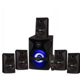 Acoustic Audio by Goldwood Bluetooth 5.1 Surround Sound System with LED Light Display, FM Tuner, USB and SD Card Inputs - 6-Piece Home Theater Speaker Set, Includes Remote Control - AA5400 Black