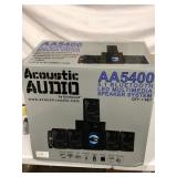 Acoustic Audio by Goldwood Bluetooth 5.1 Surround Sound System with LED Light Display, FM Tuner, USB and SD Card Inputs - 6-Piece Home Theater Speaker Set, Includes Remote Control - AA5400 Black