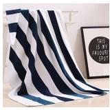 Exclusivo Mezcla 100% Cotton 4-Pack Oversized Cabana Striped Large Beach Towel Set, Pool Towel, Bath Towel( Dark Navy, 35"x70")- Soft, Quick Dry, Lightweight, Absorbent and Plushies