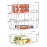 Stackable Under Shelf Basket, iSPECLE Stackable Wire Storage Basket 4 Pack Save Space Hanging Baskets for Storage Pantry Organization, Easy to Install
