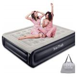 InnoTruth Raised Air Mattress with Built-in Pump ,18in Elevated Inflatable Mattress with Carrying Bag for Home and Camping, Twin & Queen Size Blow Up Bedï¼Black & Gray