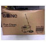 Tsmine Spin Mop Bucket System Stainless Steel Deluxe 360 Spinning Mop Bucket Floor Cleaning System with 6 Microfiber Replacement Head Refills,61"Extended Handle, 2x Wheel for Home Cleaning - MINT