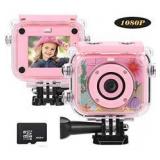 MYPIN Kids Camera, 12MP HD Waterproof Digital Action Camera for Children 3-13 Years Old, Mini Rechargeable Camcorder with 32GB