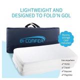 Bi-Comfer Tri-Fold Memory Form Pack n Play Mattress Pad, Firm(for Infant) & Soft(Toddlers) Side with Waterproof & Washable Cover and Cary Bag, Mini Crib & Portable Foldable Playard Mattress