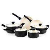 Cook N Home 02414 10 Piece Nonstick Ceramic Coating Cookware set, Black