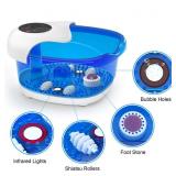 Misiki Foot Spa Misiki Foot Bath Massager with Heat Bubbles Vibration and Auto Shut-Off; 4 Massage Rollers and Pedicure Stone for Acupressure Shiatsu Massage to Relax Feet Muscle