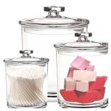 Youngever 60-Ounce, 30-Ounce and 15-Ounce Clear Plastic Apothecary Jars Set of 3