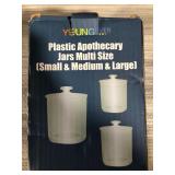 Youngever 60-Ounce, 30-Ounce and 15-Ounce Clear Plastic Apothecary Jars Set of 3