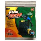 Flexi Hose with 8 Function Nozzle Expandable Garden Hose, Lightweight & No-Kink Flexible Garden Hose, 3/4 inch Solid Brass Fittings and Double Latex Core, 100 ft Blue Black