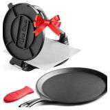 Uno Casa Cast Iron Tortilla Press 8 Inch with Cast Iron Comal Pan - Bundle of Tortilla Pan for Roti, Tawa, Dosa and Pre-Seasoned Tortilla Press Pataconera