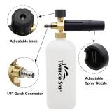 Twinkle Star Foam Cannon 1 L Bottle Snow Foam Lance with 1/4" Quick Connector, 5 Nozzle Tips for Pressure Washer