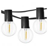 Outdoor String Lights Newpow 48ft with 23+2 Spare Bulbs, Shatterproof Dimmable Waterproof, LED 1W 60LM 2200K Warm Glow for Indoor/Outdoor Decoration and Lighting -Black Wire