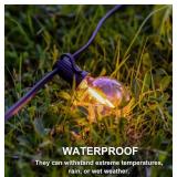 Outdoor String Lights Newpow 48ft with 23+2 Spare Bulbs, Shatterproof Dimmable Waterproof, LED 1W 60LM 2200K Warm Glow for Indoor/Outdoor Decoration and Lighting -Black Wire