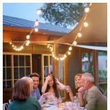 Outdoor String Lights Newpow 48ft with 23+2 Spare Bulbs, Shatterproof Dimmable Waterproof, LED 1W 60LM 2200K Warm Glow for Indoor/Outdoor Decoration and Lighting -Black Wire