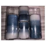 Furora Lighting Blue Decorative Flameless Candles Remote Controlled Set of 8, Furora LIGHTING LED Pillar Candles and Votive Candles Battery Operated, Marble Decor Electric Candle Gift Set, Blue Candle