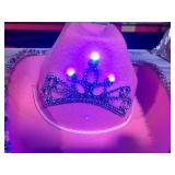 Child Pink Blinking Tiara Cowboy Hat