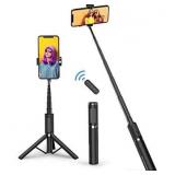 ATUMTEK Bluetooth Selfie Stick Tripod, Extendable 3 in 1 Aluminum Selfie Stick with Wireless Remote and Tripod Stand 270 Rotation for iPhone 12/11 Pro/XS Max/XS/XR/X/8/7, Samsung and Smartphone Black