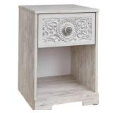Paxberry Whitewash One Drawer Nightstand- Retail:$108.49