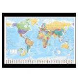 Framed World Map Art Print with Choice of Frame 38x26 Inches