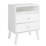 Prepac Milo 2 Drawer Tall Nightstand with Open Shelf