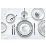Dinnerset Round Rim 16Pcs - Grey Line