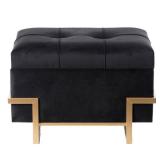 Rectangular Velvet-textured Storage Ottoman