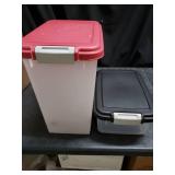 IRIS Plastics Red And Black Rolling Pet Food Containers With Scoop