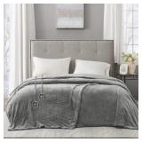 Beautyrest Heated Plush Solid Microlight Blanket, Full, Grey