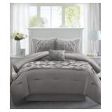 Comfort Spaces Cavoy 5-Piece Polyester Filled Tufted Comforter Set, Grey, Queen